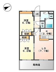 ガーデンヒルズ 2LDKの間取図画像