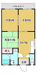 矢野コーポ 3DKの間取図画像