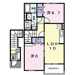 コータ・コートイデA 2LDKの間取図画像