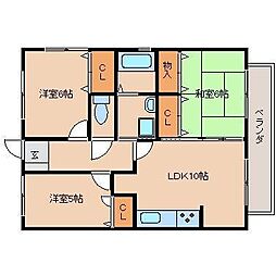 モンシャトー弐番館 3LDKの間取図画像