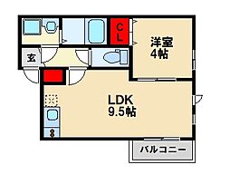 アルバグランデ基山プレミアム 3階1LDKの間取り