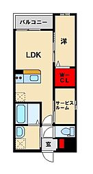 LIFEFIELD小郡II 1SLDKの間取図画像