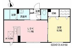 ディアス今泉 1階1LDKの間取り