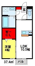 メゾン・ド・フルールA 1LDKの間取図画像