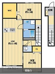 仮称)小郡市三沢新築AP 2LDKの間取図画像