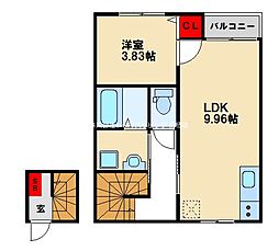 アールエル鳥栖 1LDKの間取図画像