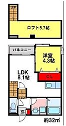 エルシャトー小郡 1LDKの間取図画像