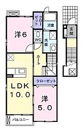 カーサディポモドーロ1 2LDKの間取図画像