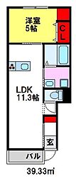 エスカレント姫方 1LDKの間取図画像