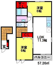 ガーデンコンフォート1 2LDKの間取図画像