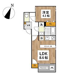 ADC鳥栖アールエル 1LDKの間取図画像