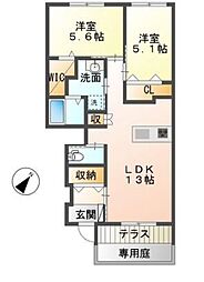 ヴァンベール 2LDKの間取図画像
