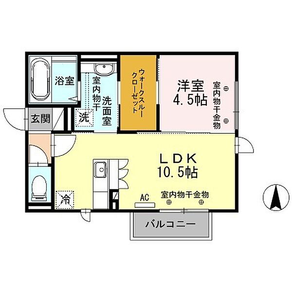 ベェルヴェルII 205｜石川県金沢市割出町(賃貸アパート1LDK・2階・40.26㎡)の写真 その2