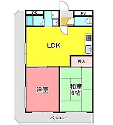 ハッピーコート明石 2LDKの間取図画像