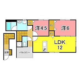 エグゼコート明石 2LDKの間取図画像