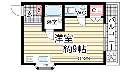 ルベールエペ ワンルームの間取図画像