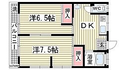 平山文化 2DKの間取図画像