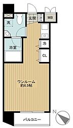 シンシア白金高輪 9階ワンルームの間取り