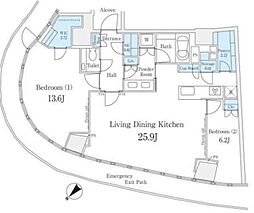 パークコート青山　ザ　タワー 15階2LDKの間取り