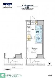 プラウドフラット戸越銀座 11階1Kの間取り