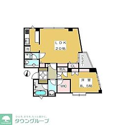 エスター南麻布 3階1LDKの間取り