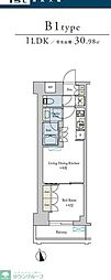 Brillia ist 池尻大橋 3階1LDKの間取り