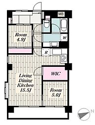 アイビハイツ三田 3階2LDKの間取り