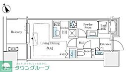 麻布台ヒルズ レジデンスB ワンルームの間取図画像