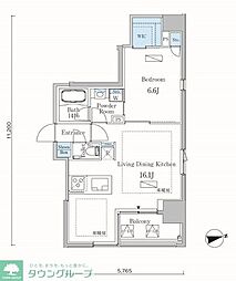 カーサスプレンディッド麻布十番 1LDKの間取図画像