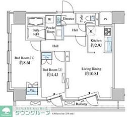 ベルファース芝浦タワー 2LDKの間取図画像