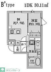 FABRIC蒲田westResidence 1DKの間取図画像
