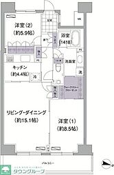 アビティ目黒 2LDKの間取図画像