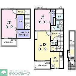 オーヴェスト多摩川 2LDKの間取図画像