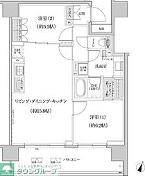 パークハビオ渋谷本町レジデンス 2LDKの間取図画像