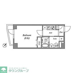 グランパセオ新宿河田町 1Kの間取図画像