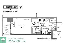プラウドフラット隅田リバーサイド 1Kの間取図画像