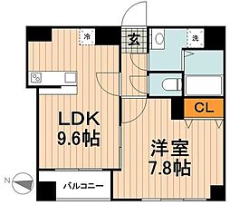 ヴェルデール白山 1LDKの間取図画像