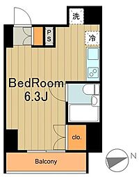 テラッサ・エスト ワンルームの間取図画像