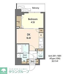 新宿区早稲田鶴巻町マンション 1DKの間取図画像