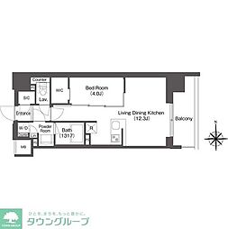 コンフォリア東新宿 1LDKの間取図画像