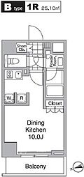 レジディア目黒4 ワンルームの間取図画像