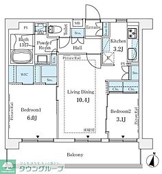 パルティール赤坂 2LDKの間取図画像