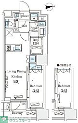 プライムガーデン恵比寿南 1LDKの間取図画像