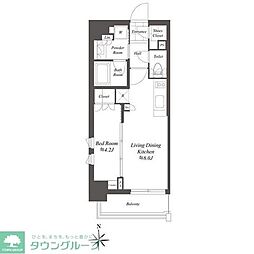 クレストコート白金高輪 1DKの間取図画像