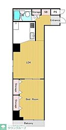 ライオンズマンション新富町第2 1LDKの間取図画像