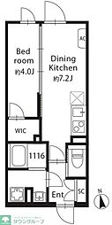 GRANPASEO目黒西小山 1DKの間取図画像