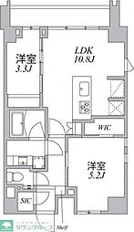アジールコート麻布十番 2LDKの間取図画像