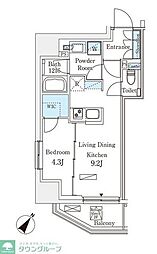 パークアクシス赤坂 1LDKの間取図画像