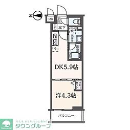 ハーモニーレジデンス東新宿 1DKの間取図画像