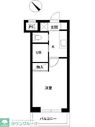 スカイコート日本橋2 1Kの間取図画像